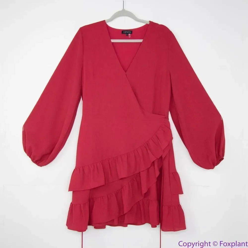 1. State Red Ruffle Mini Dress - Picture 2 of 16